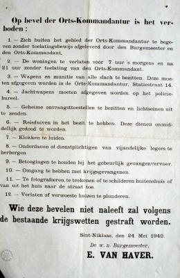 Verbodsbepalingen opgelegd door Duitse bezetter, 24 mei 1940
