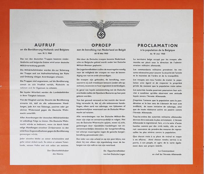 Drietalige mededeling van Duitse bevelhebber, 10 mei 1940