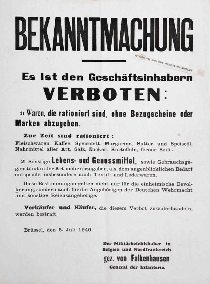 Verordening rantsoenering voedingsmiddelen, 1940