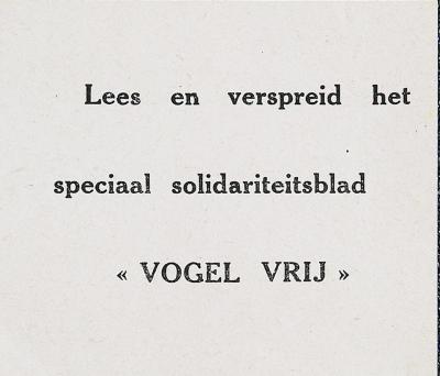 Vlugschriften solidariteitsblad Vogel Vrij, Tweede Wereldoorlog