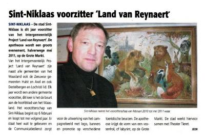 Sint-Niklaas voorzitter 'Land van Reynaert'