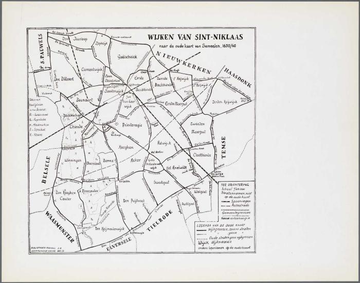 Wijken van Sint-Niklaas naar de oude kaart van Semeelen
