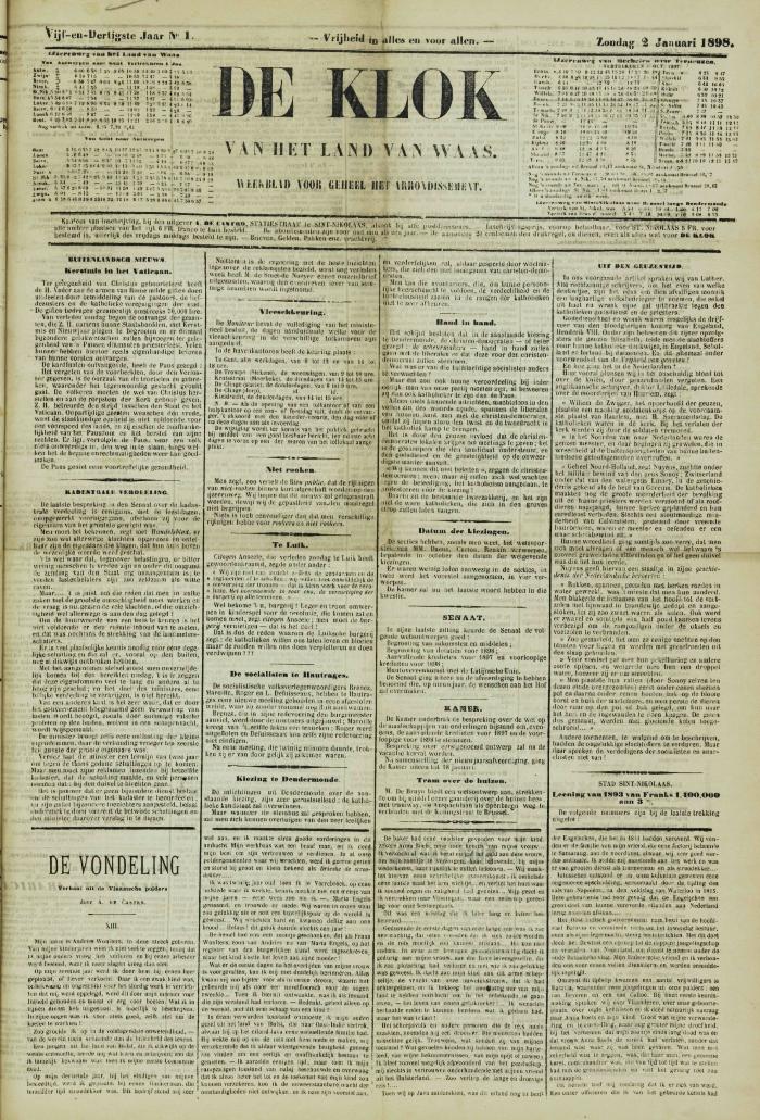 De Klok van het Land van Waes 02/01/1898