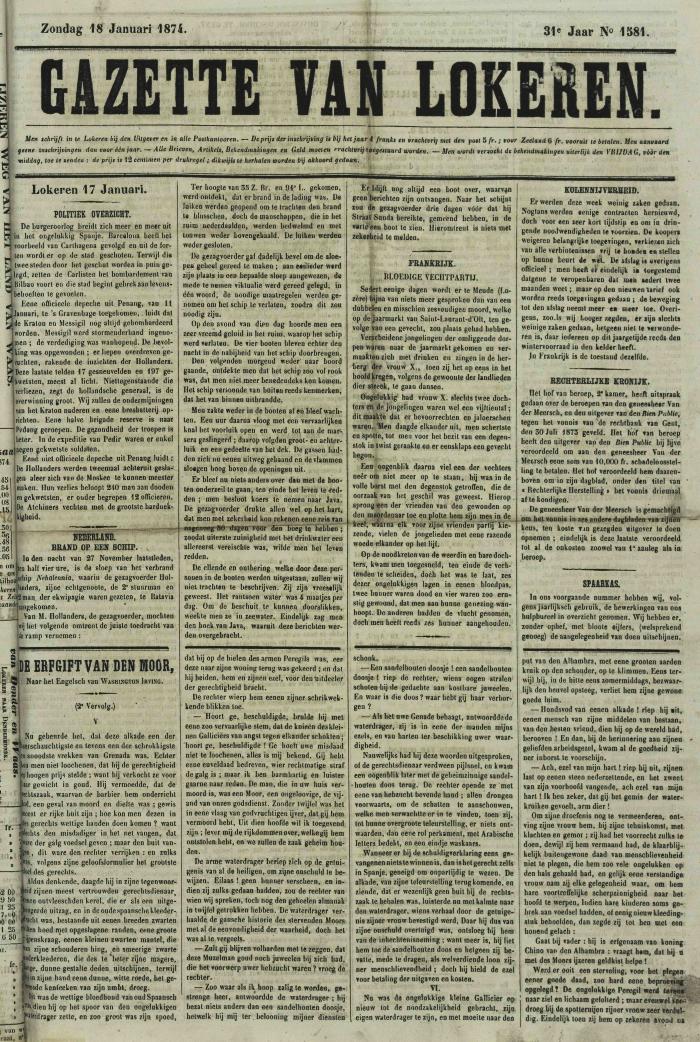 Gazette van Lokeren 18/01/1874