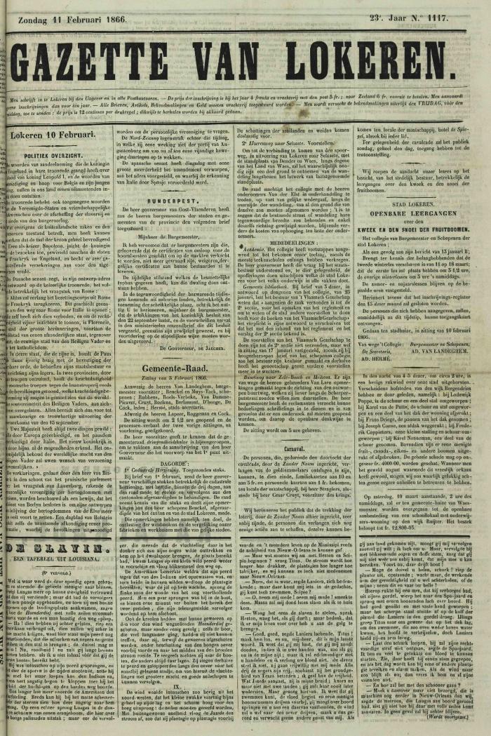 Gazette van Lokeren 11/02/1866