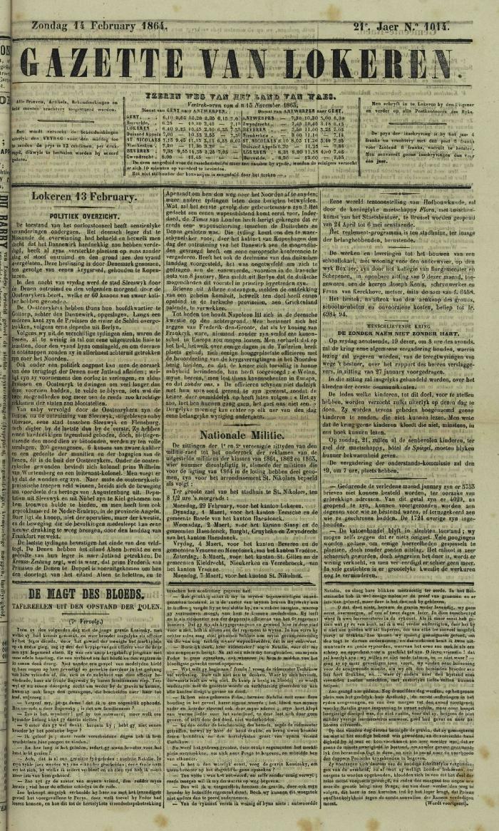 Gazette van Lokeren 14/02/1864