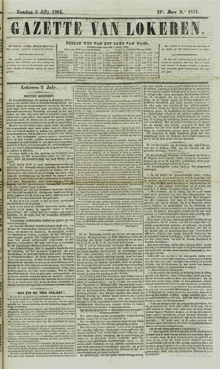 Gazette van Lokeren 03/07/1864