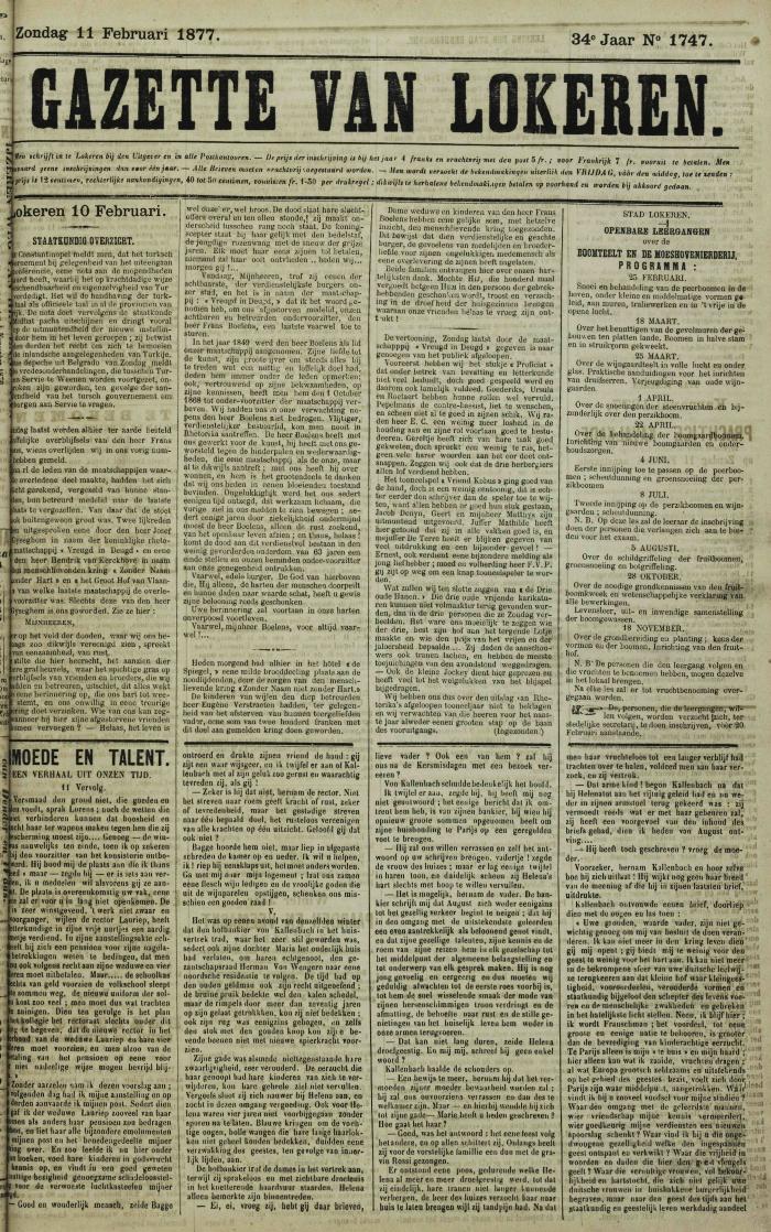 Gazette van Lokeren 11/02/1877