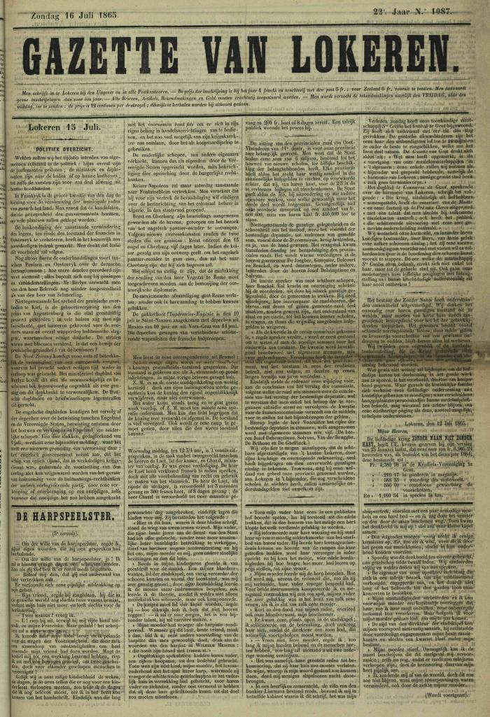 Gazette van Lokeren 16/07/1865