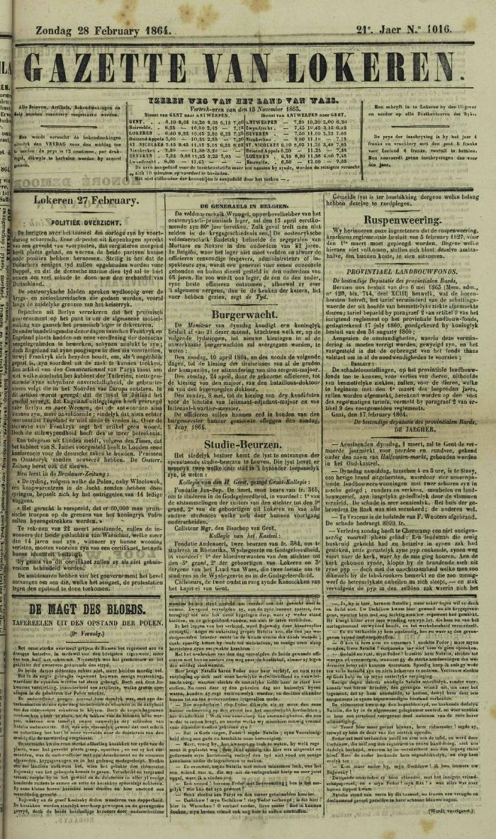 Gazette van Lokeren 28/02/1864