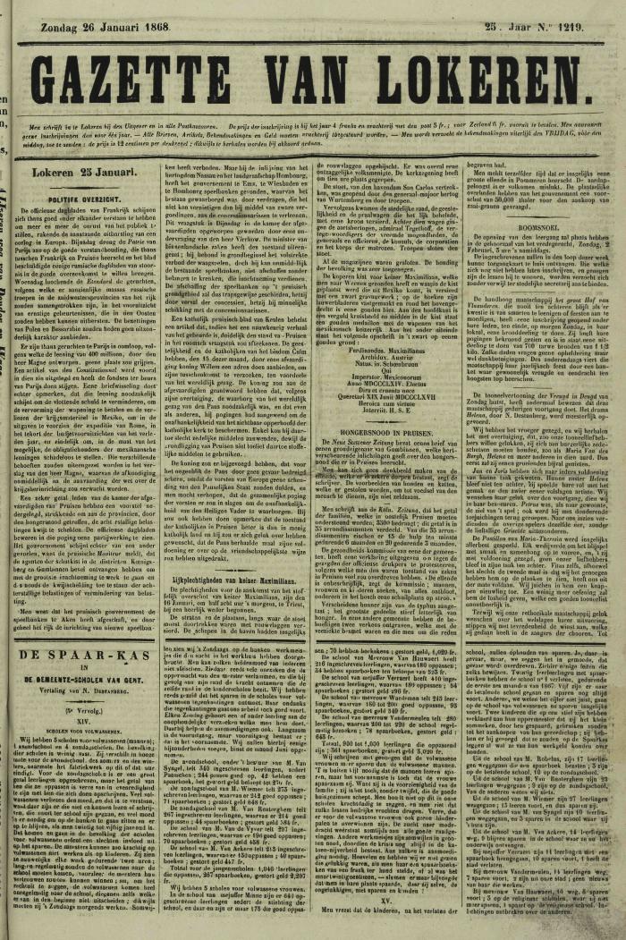 Gazette van Lokeren 26/01/1868