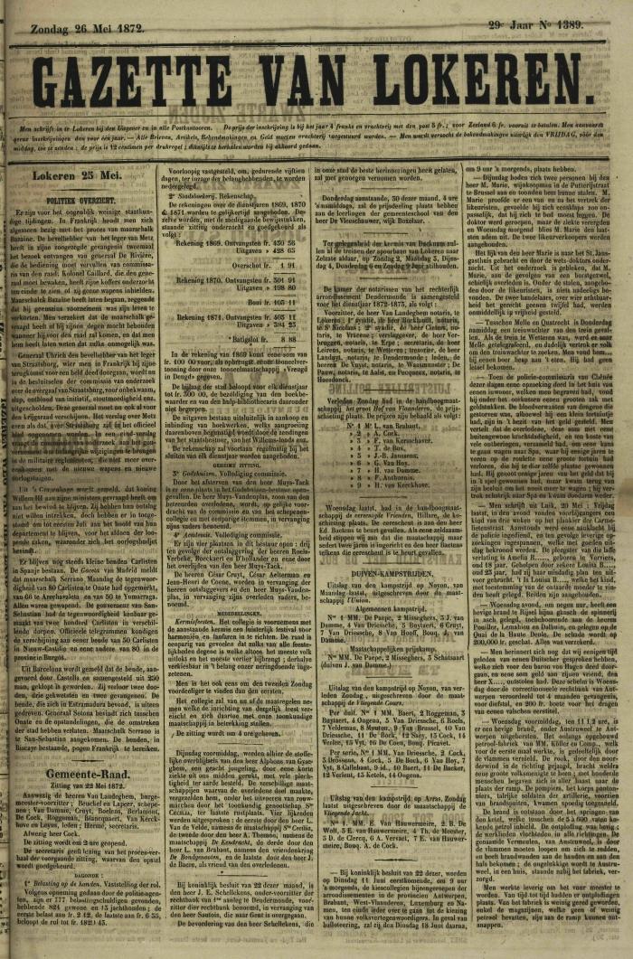 Gazette van Lokeren 26/05/1872