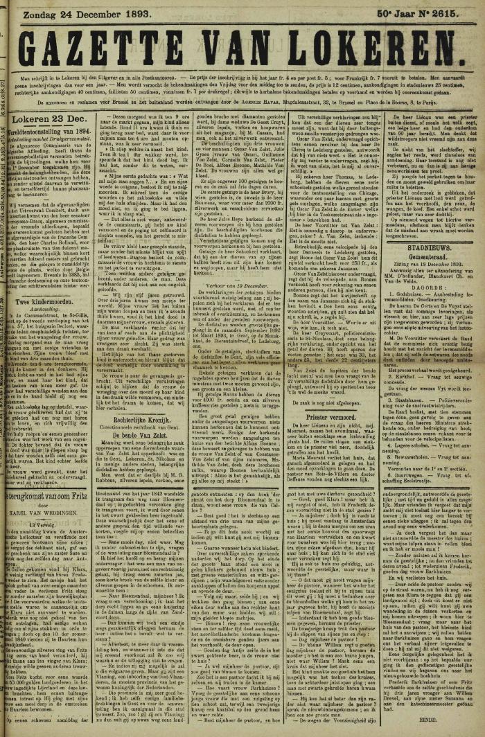 Gazette van Lokeren 24/12/1893