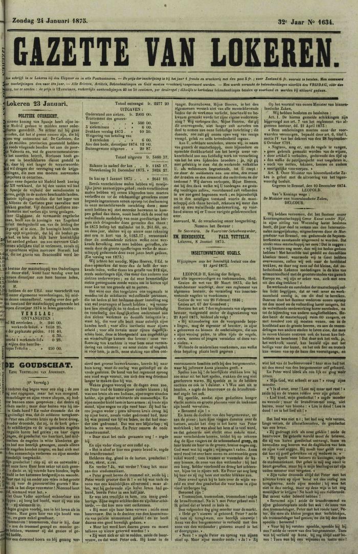 Gazette van Lokeren 24/01/1875