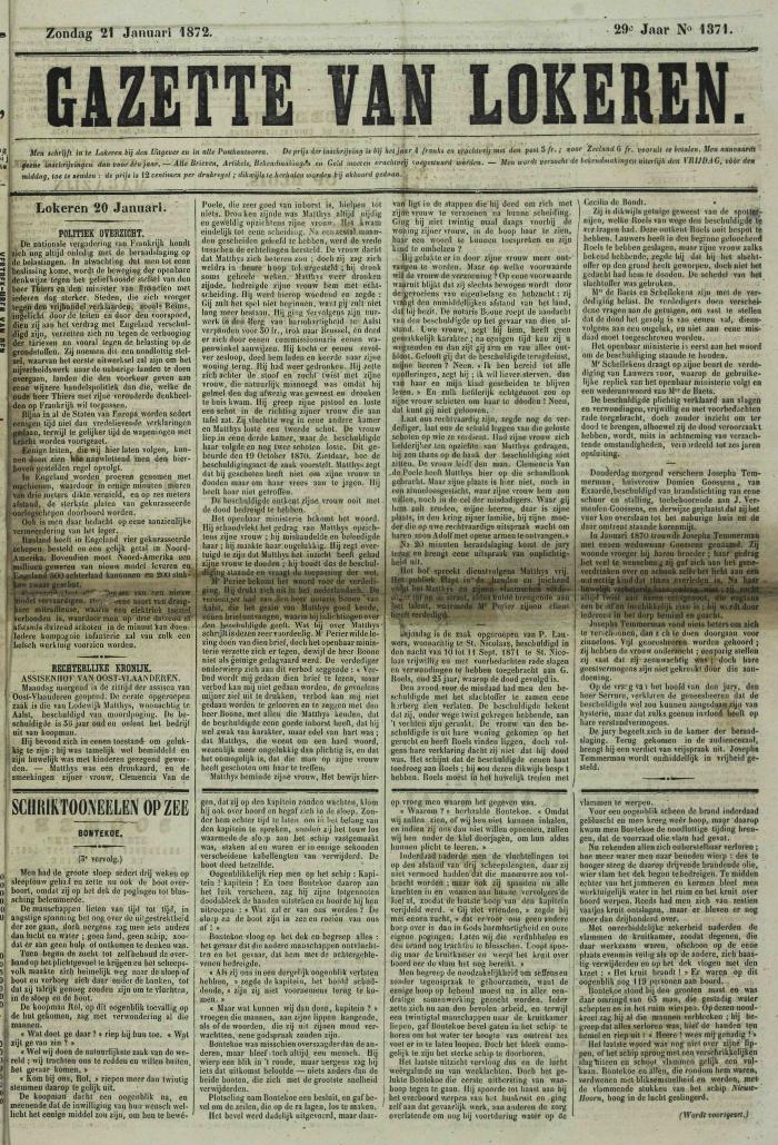 Gazette van Lokeren 21/01/1872