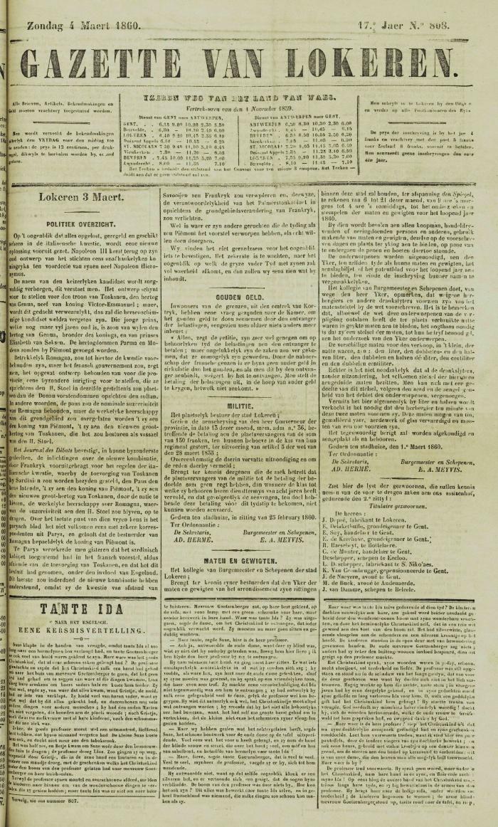 Gazette van Lokeren 04/03/1860