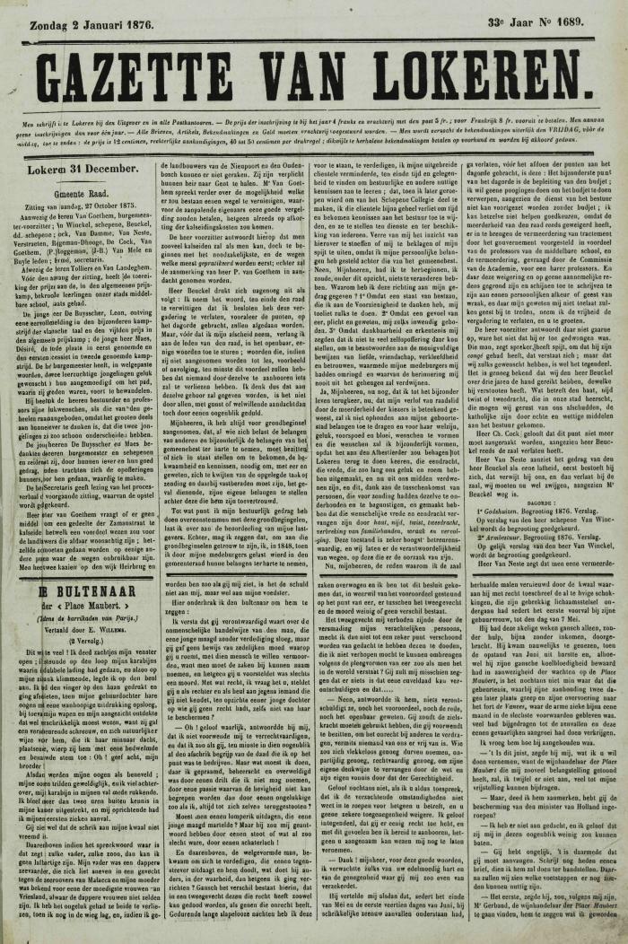 Gazette van Lokeren 02/01/1876