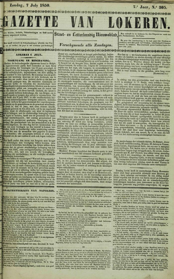 Gazette van Lokeren 07/07/1850