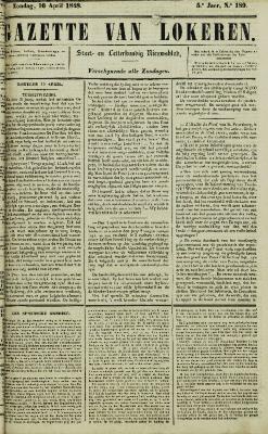 Gazette van Lokeren 16/04/1848