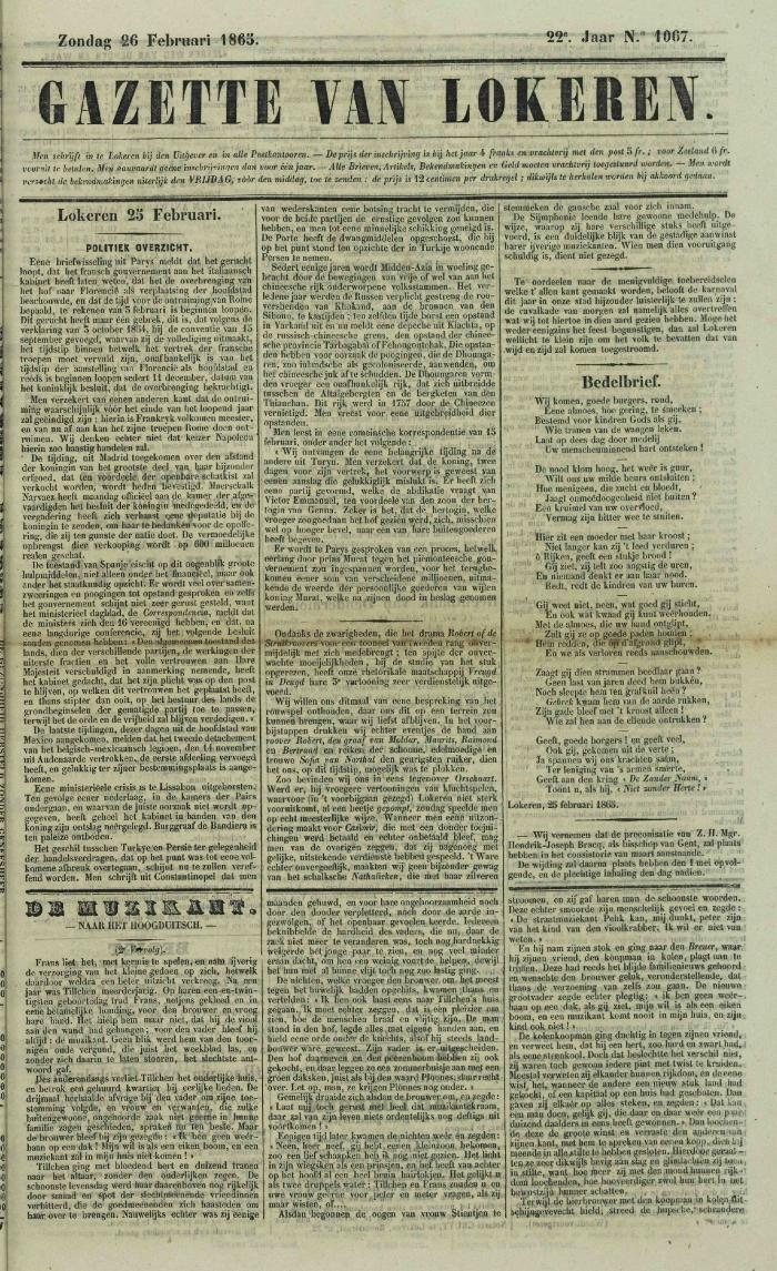 Gazette van Lokeren 26/02/1865