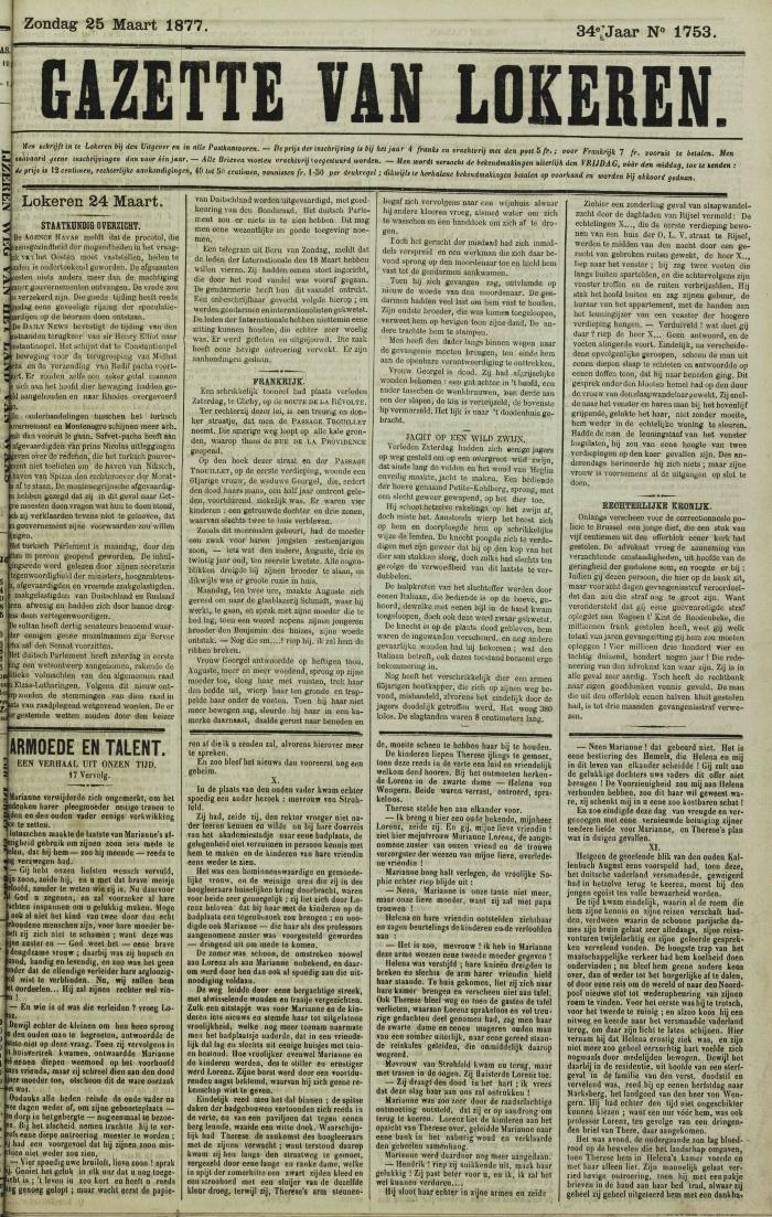 Gazette van Lokeren 25/03/1877