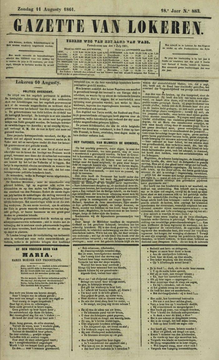 Gazette van Lokeren 11/08/1861