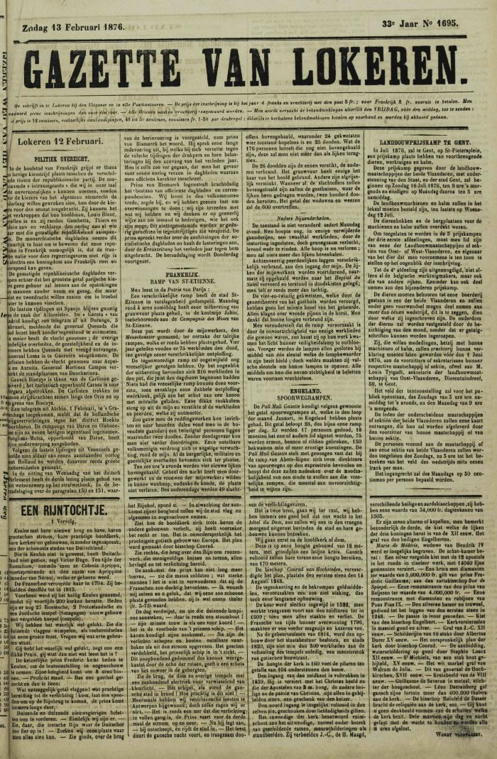 Gazette van Lokeren 13/02/1876