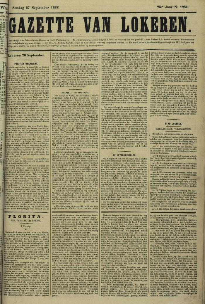 Gazette van Lokeren 27/09/1868