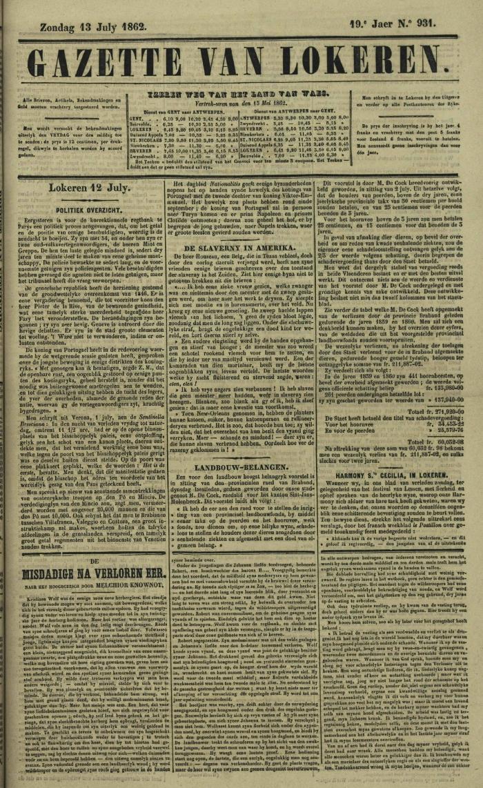 Gazette van Lokeren 13/07/1862