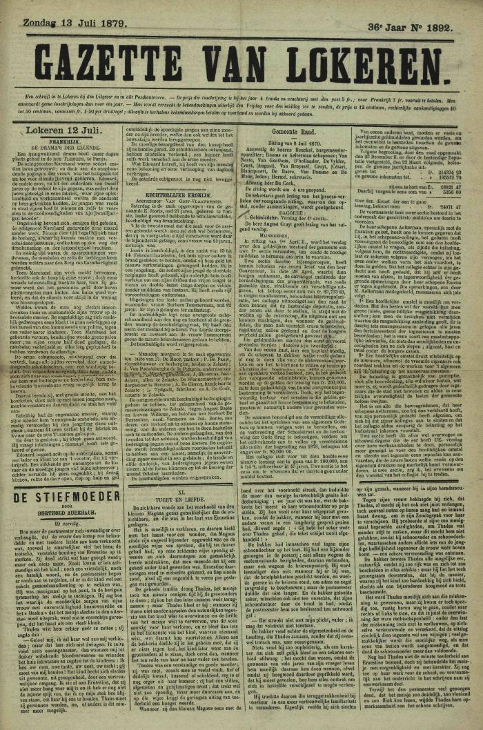 Gazette van Lokeren 13/07/1879