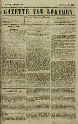 Gazette van Lokeren 20/04/1851