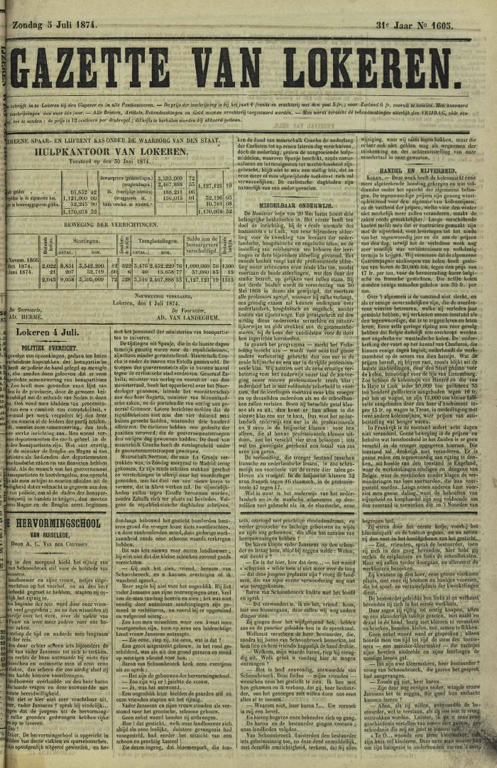 Gazette van Lokeren 05/07/1874