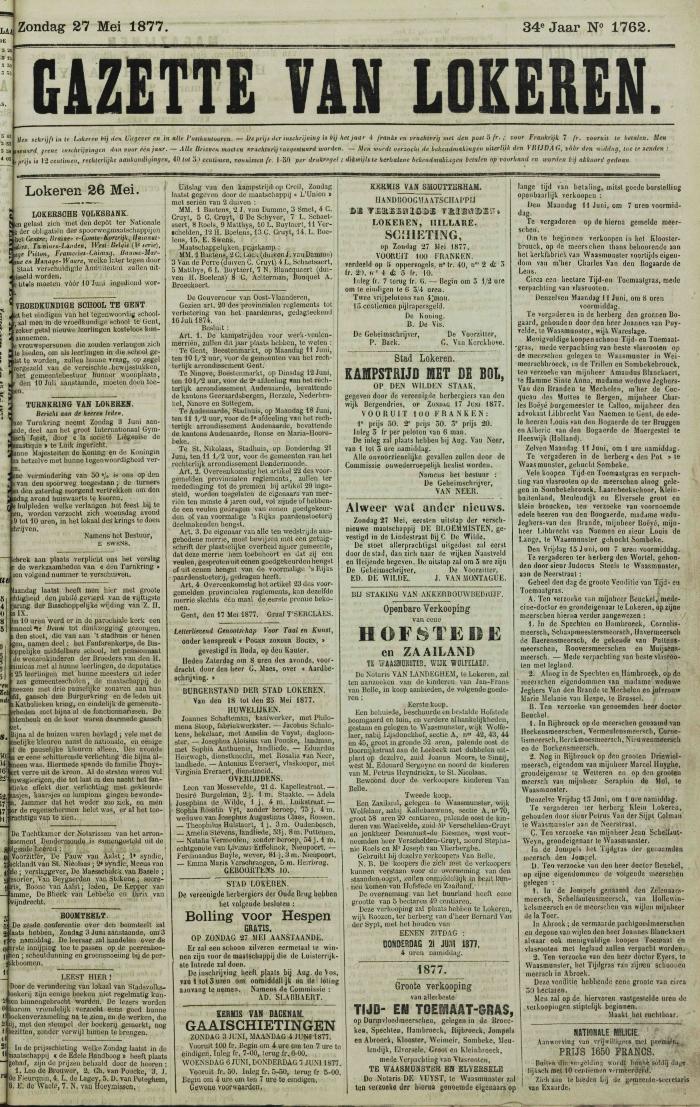 Gazette van Lokeren 27/05/1877