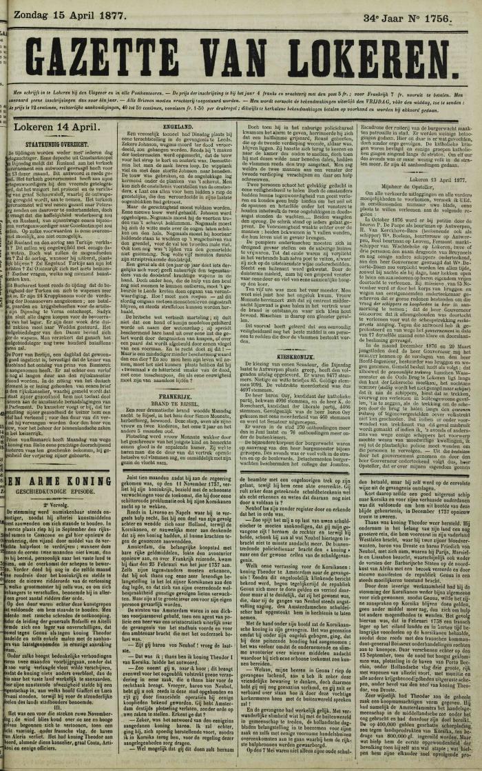 Gazette van Lokeren 15/04/1877