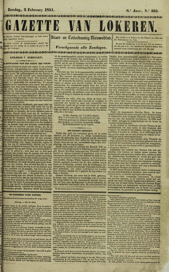 Gazette van Lokeren 02/02/1851