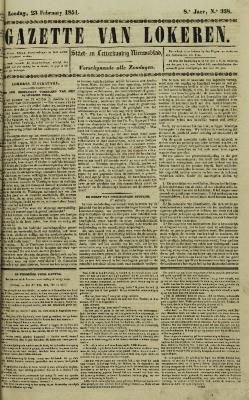 Gazette van Lokeren 23/02/1851