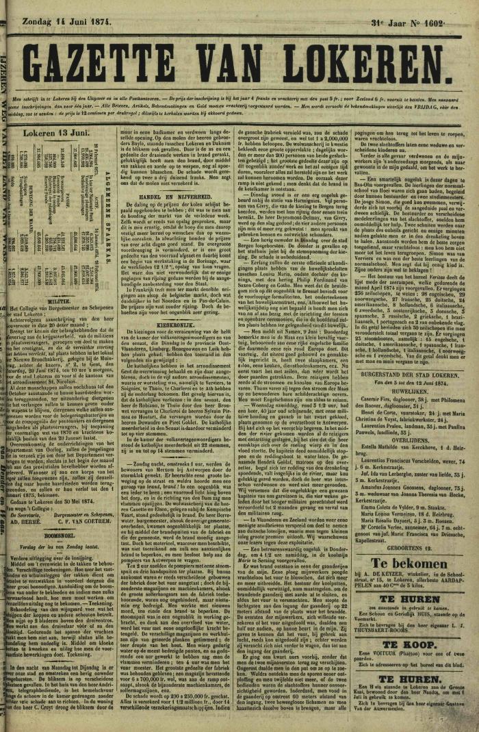 Gazette van Lokeren 14/06/1874