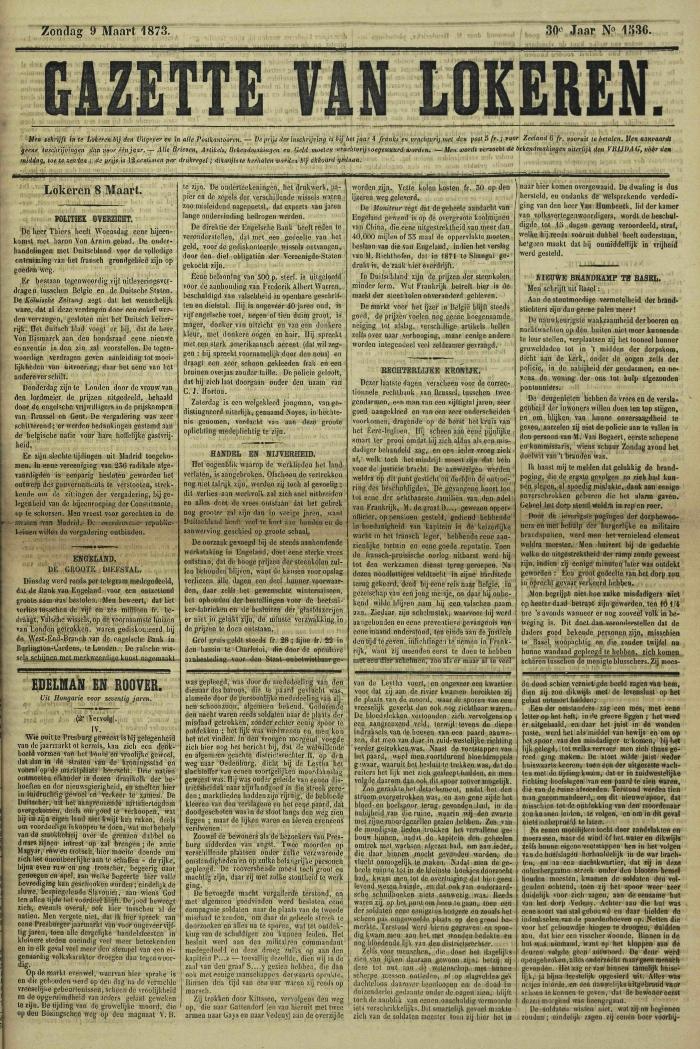 Gazette van Lokeren 09/03/1873