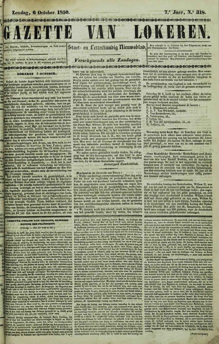 Gazette van Lokeren 06/10/1850