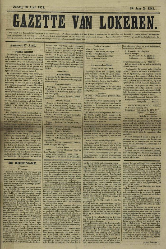 Gazette van Lokeren 28/04/1872