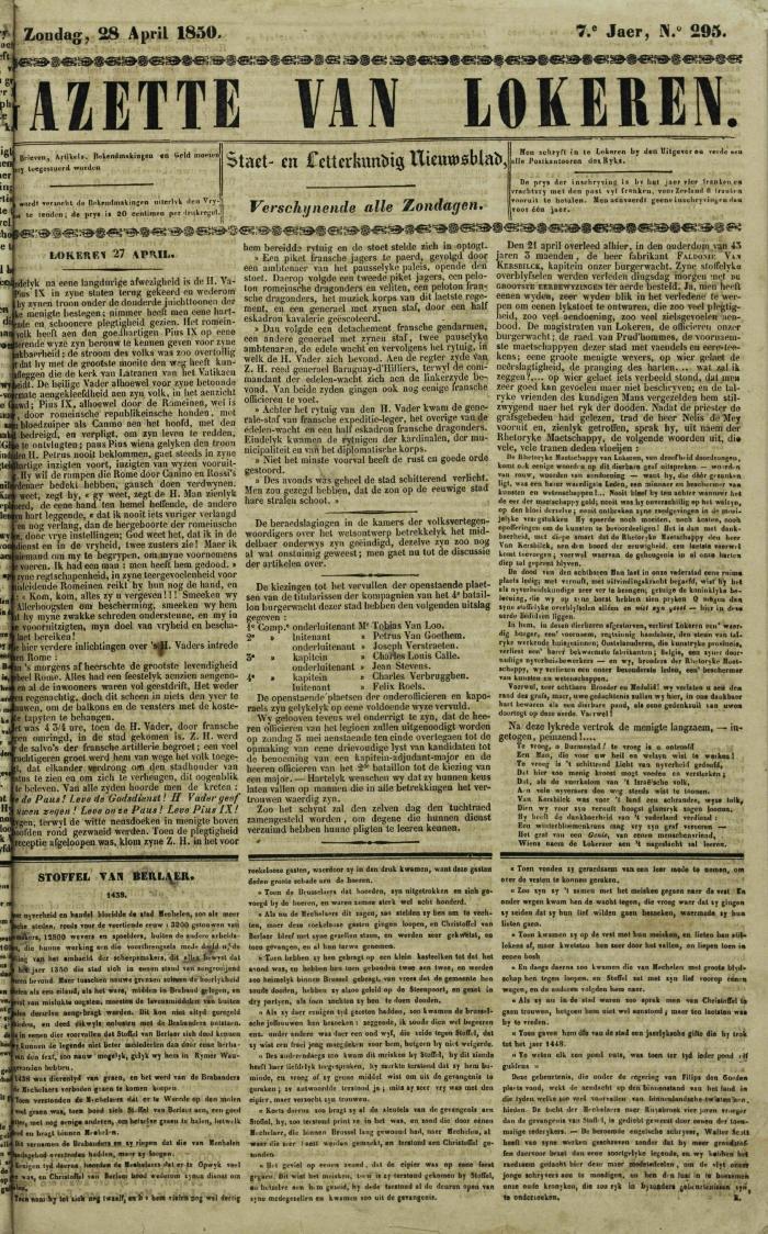 Gazette van Lokeren 28/04/1850