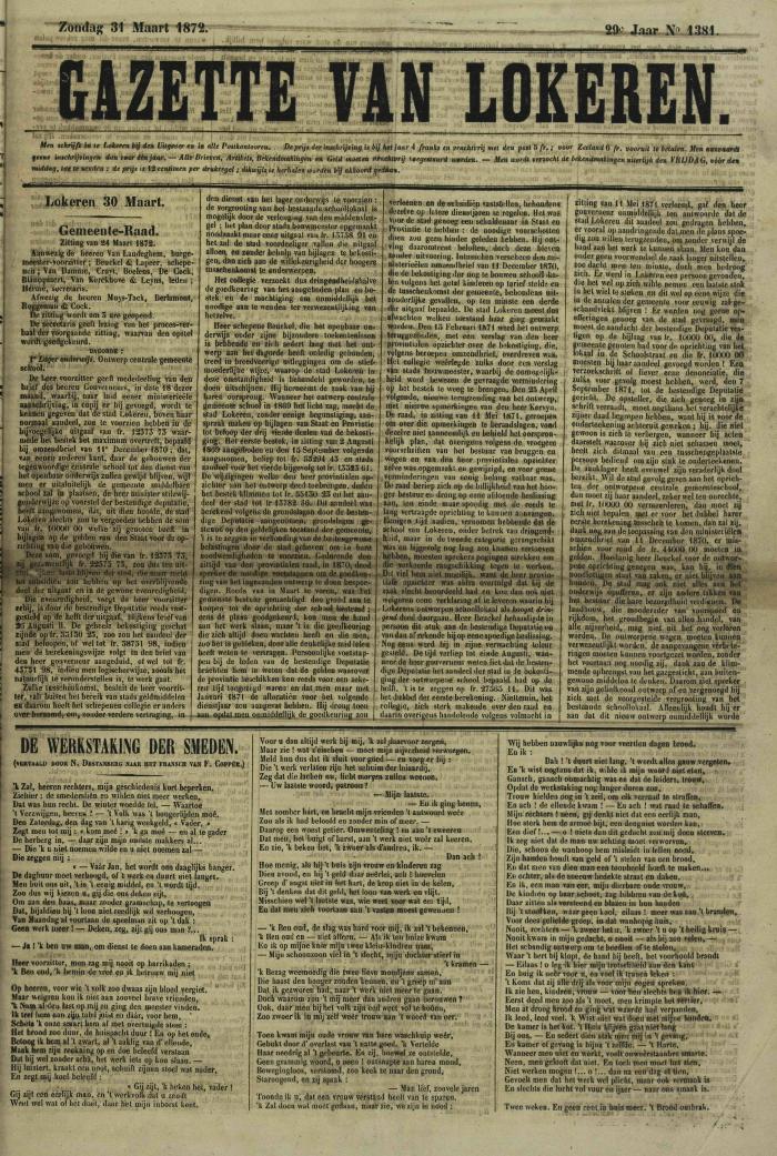 Gazette van Lokeren 31/03/1872