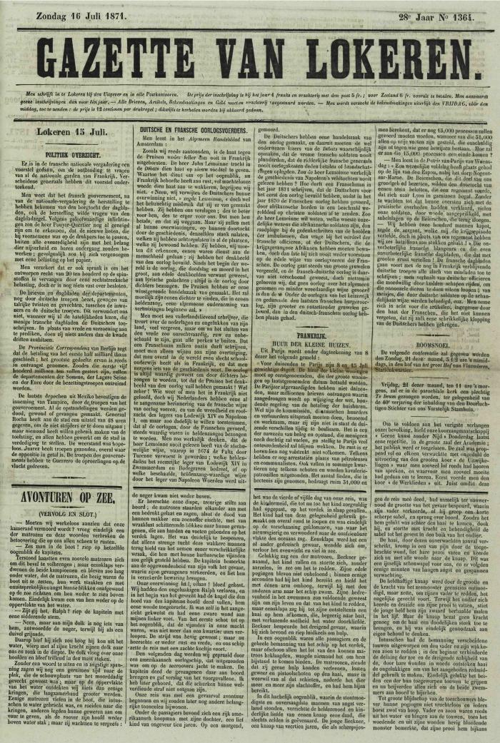 Gazette van Lokeren 16/07/1871