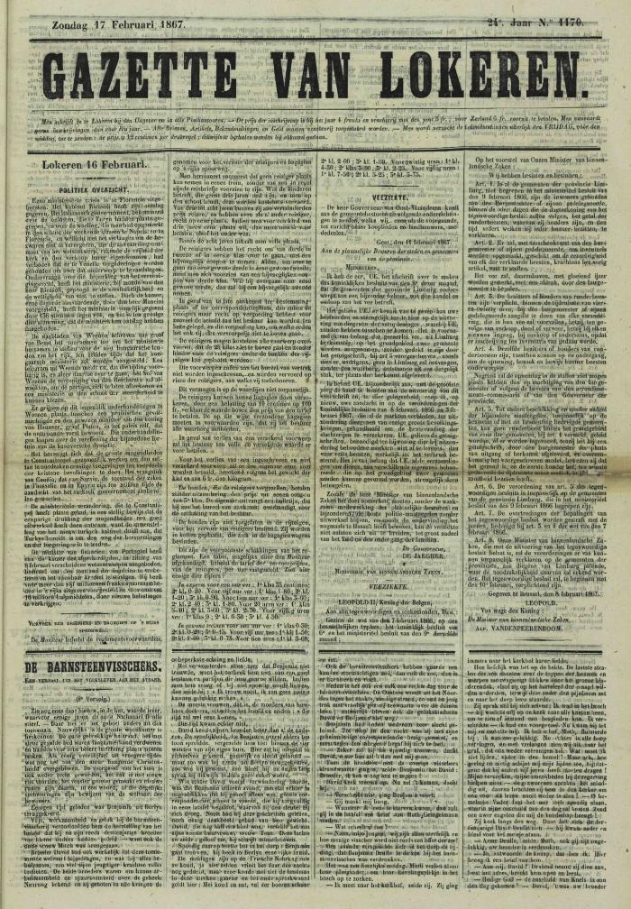 Gazette van Lokeren 17/02/1867