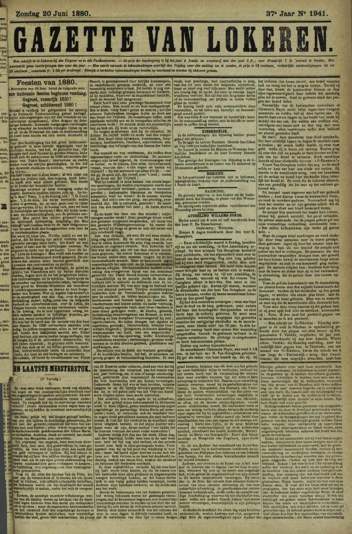 Gazette van Lokeren 20/06/1880