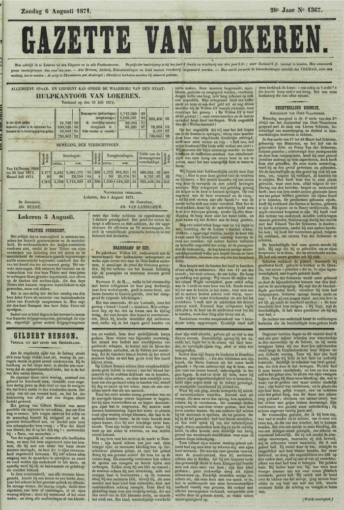 Gazette van Lokeren 06/08/1871