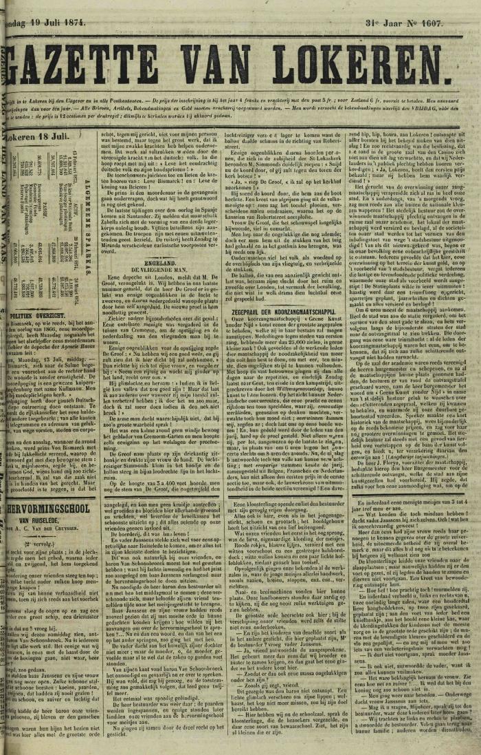 Gazette van Lokeren 19/07/1874