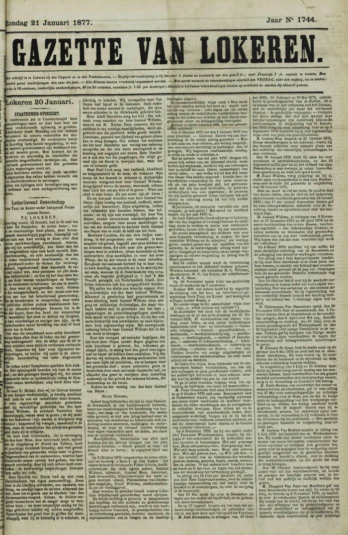 Gazette van Lokeren 21/01/1877