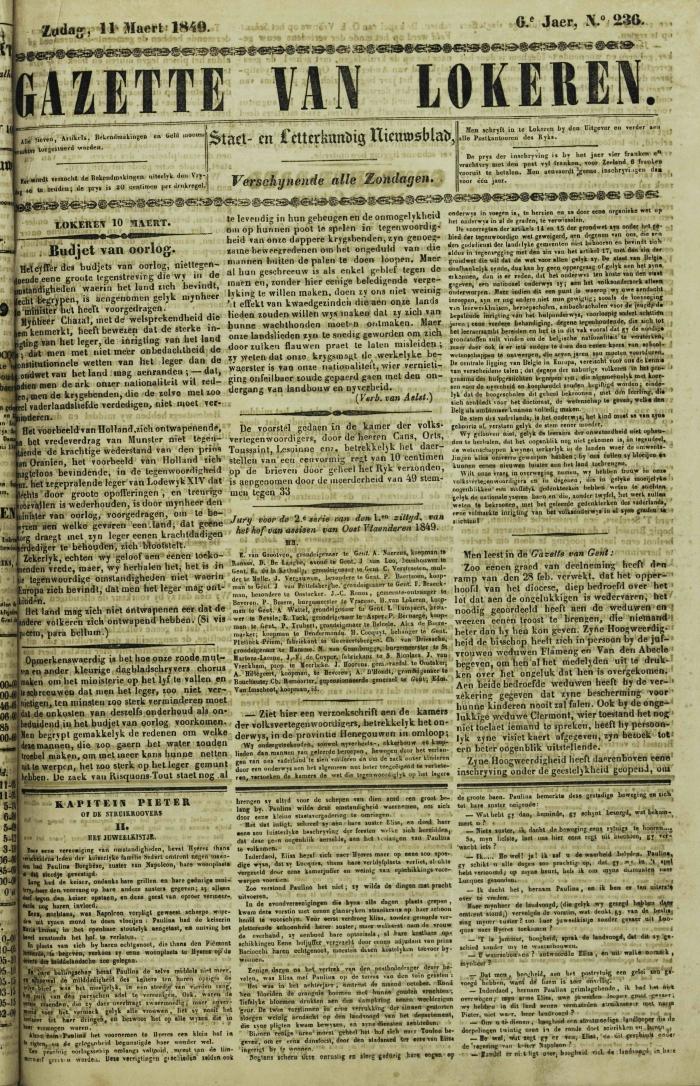 Gazette van Lokeren 11/03/1849