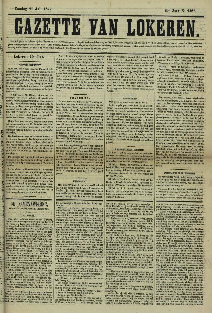 Gazette van Lokeren 21/07/1872